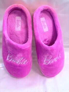 Barbie Hot Pink Fuzzy Slip-On Slippers